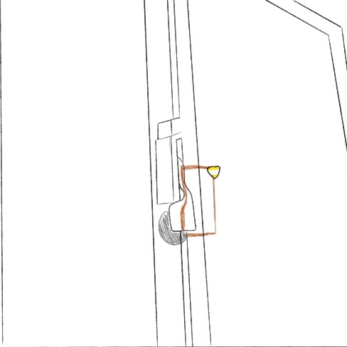 This drawing illustrates that once the window is closed, the circuit will be completed, and the lights will illuminate to indicate that the window is securely closed.